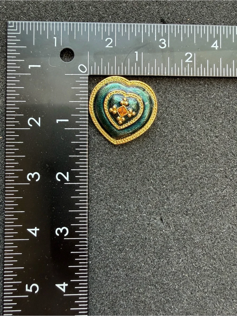 Vintage Heart Green Enamel Brooch